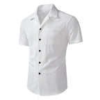Casual Short-sleeve Corduroy Open-front Shirt Men's Beach Short-sleeve Shirt