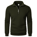 Men's Stand Collar Half Zip Casual Solid Color Long Sleeve