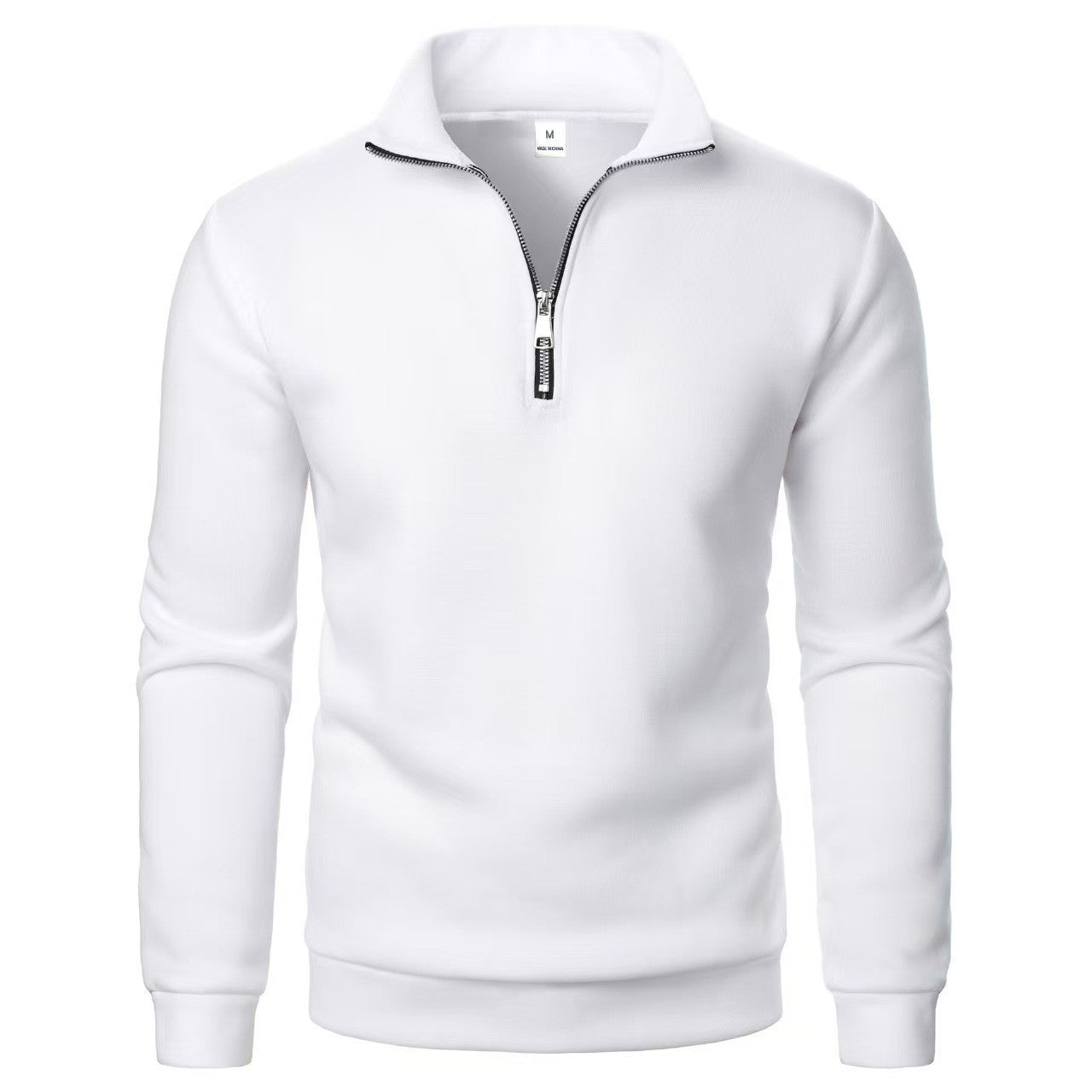 Men's Stand Collar Half Zip Casual Solid Color Long Sleeve
