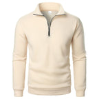 Men's Stand Collar Half Zip Casual Solid Color Long Sleeve